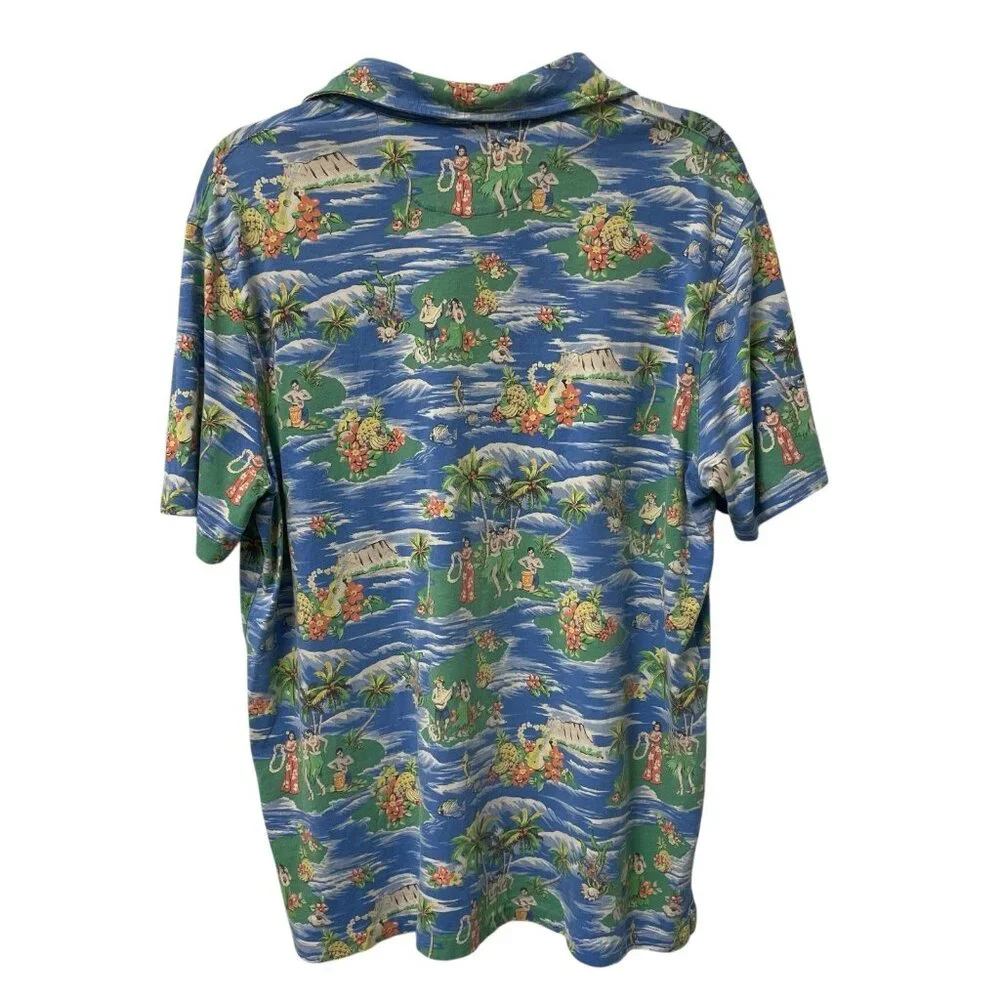 POLO RALPH LAUREN SHIRT HAWAIIAN HULA GIRL ALL OVER PRINT MENS M COTTON POLO